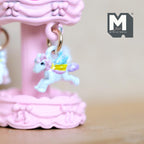 Miniature Carousel 1:12 Scale Dollhouse Decor Spinning Merry Go Round 1-1/8 inch tall (pink) (metal) - B051