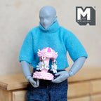 Miniature Carousel 1:12 Scale Dollhouse Decor Spinning Merry Go Round 1-1/8 inch tall (pink) (metal) - B051