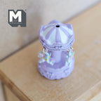 Miniature Carousel 1:12 Scale Dollhouse Decor Spinning Merry Go Round 1-1/8 inch tall (light purple) (metal) - B051