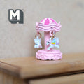 Miniature Carousel 1:12 Scale Dollhouse Decor Spinning Merry Go Round 1-1/8 inch tall (pink) (metal) - B051