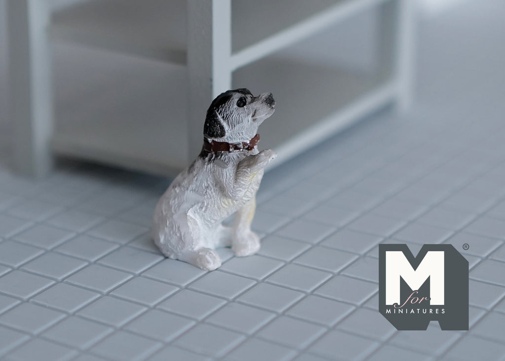 Miniature Jack Russell Terrier Giving Paw 1:12 Scale Dog Shaking Hand 1-5/16 inch tall (resin) - C055