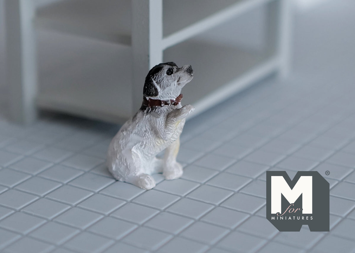 Miniature Jack Russell Terrier Giving Paw 1:12 Scale Dog Shaking Hand 1-5/16 inch tall (resin) - C055