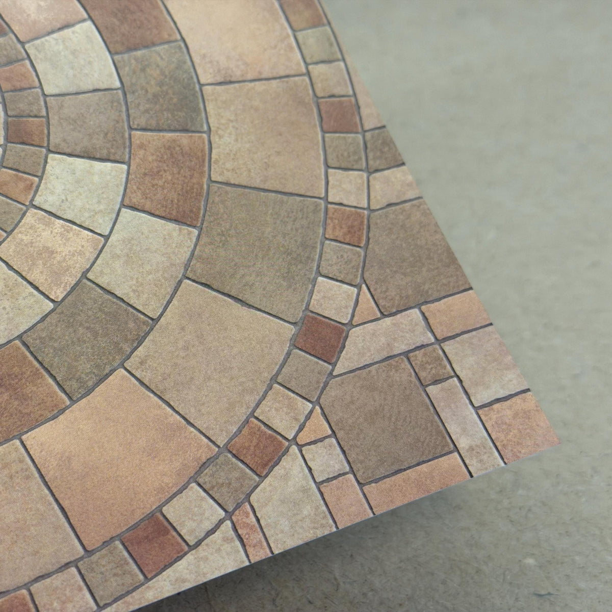 1:12 Scale Embossed Circular Paving Stone Sheet, 8-1/4 inch square, DIY Dollhouse Supply (not self-adhesive) (earth tone)