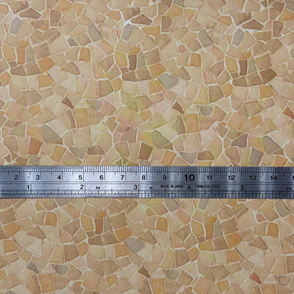 1:12 Scale Miniature Flagstone Wall Paving, Embossed Crazy Paving Cardstock, Cut to Size, 8-1/4 inch wide, Not Self-Adhesive (beige)