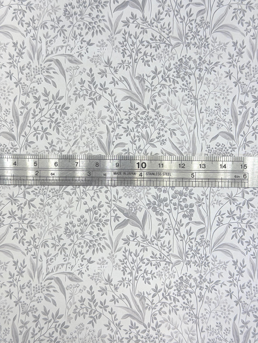 Dollhouse Botanical Patterned Wallpaper 1:12 Scale Miniature Paper Sticker A4 Paper Size 8" x 11" (self adhesive) (light gray) - Z3