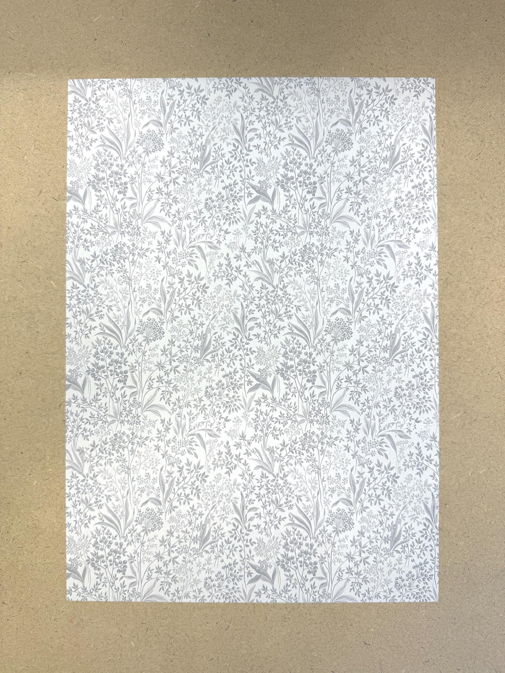 Dollhouse Botanical Patterned Wallpaper 1:12 Scale Miniature Paper Sticker A4 Paper Size 8" x 11" (self adhesive) (light gray) - Z3