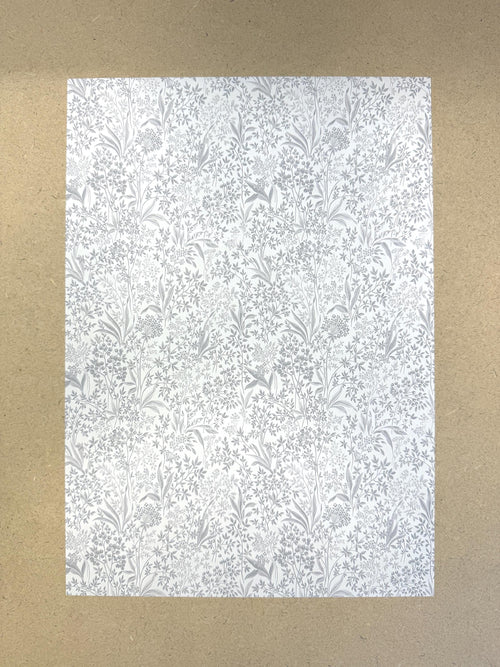Dollhouse Botanical Patterned Wallpaper 1:12 Scale Miniature Paper Sticker A4 Paper Size 8" x 11" (self adhesive) (light gray) - Z3