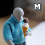 Miniature Chocolate Vanilla Ice Cream 1:12 Scale Dollhouse Fake Food Large Size Waffle Cone 1-1/8 inch tall - E046