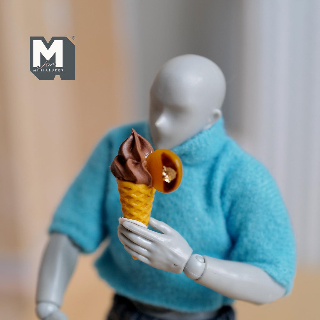 Doll Miniature Soft Ice Cream Cone Sliced orange  - H021