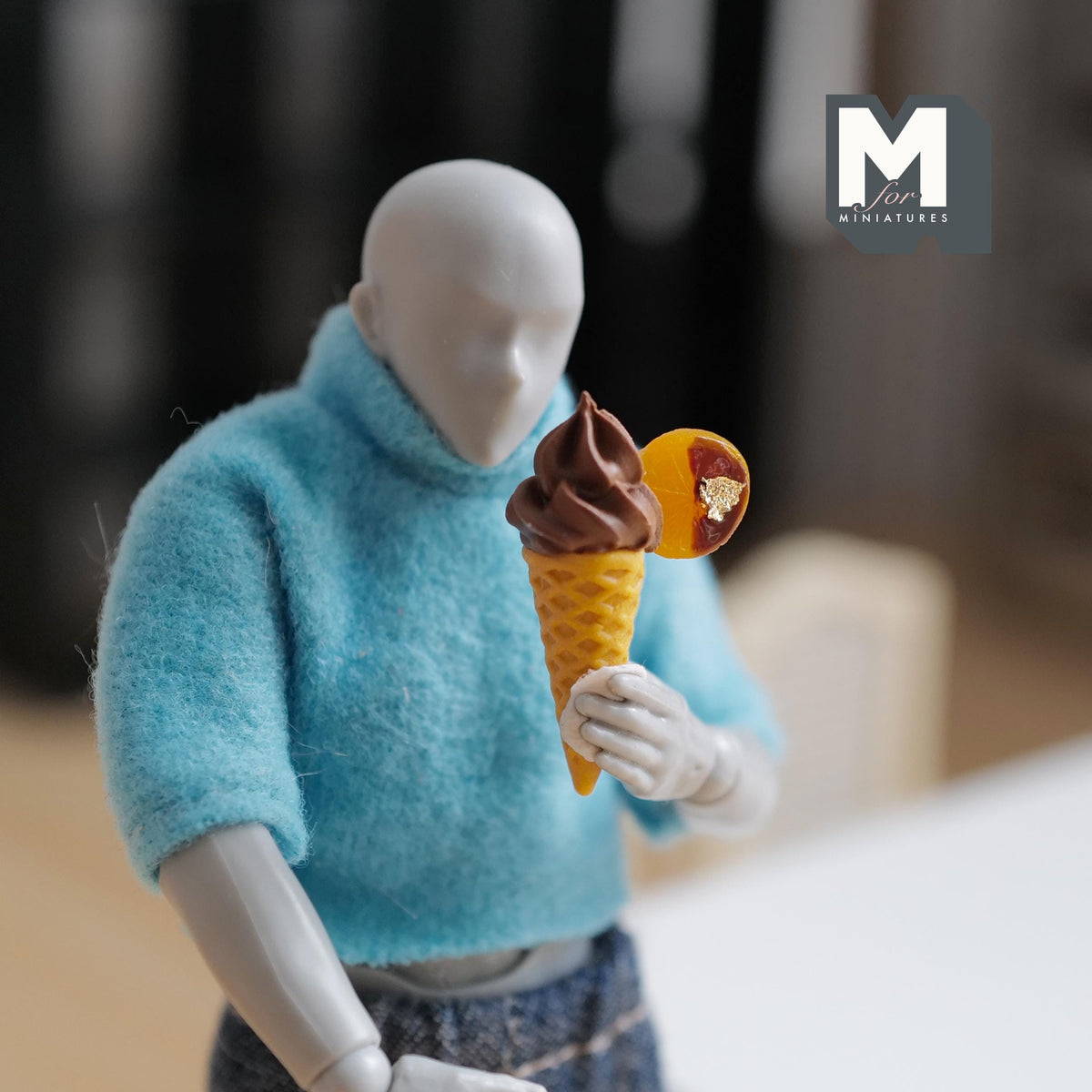 Doll Miniature Soft Ice Cream Cone Sliced orange  - H021