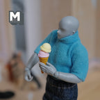 Miniature Lemon Strawberry Ice Cream 1:12 Scale Dollhouse Fake Food Large Size Waffle Cone 1-1/8 inch tall - E046