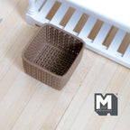 Miniature Square Faux Wicker Basket 1:12 Scale Dollhouse Rattan Laundry Hamper Storage Bin 15/16 inch tall (brown) - C012