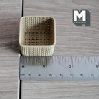 Miniature Square Faux Wicker Basket 1:12 Scale Dollhouse Rattan Laundry Hamper Storage Bin 15/16 inch tall (beige) - C012