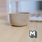 Miniature Oval Faux Wicker Basket 1:12 Scale Dollhouse Rattan Laundry Hamper Storage Bin 13/16 inch tall (beige) - C012