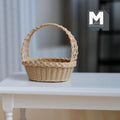 Miniature Faux Wicker Picnic Basket with Handle 1:12 Scale Dollhouse Decor Faux Rattan Basket 1-11/16 inch tall - C022