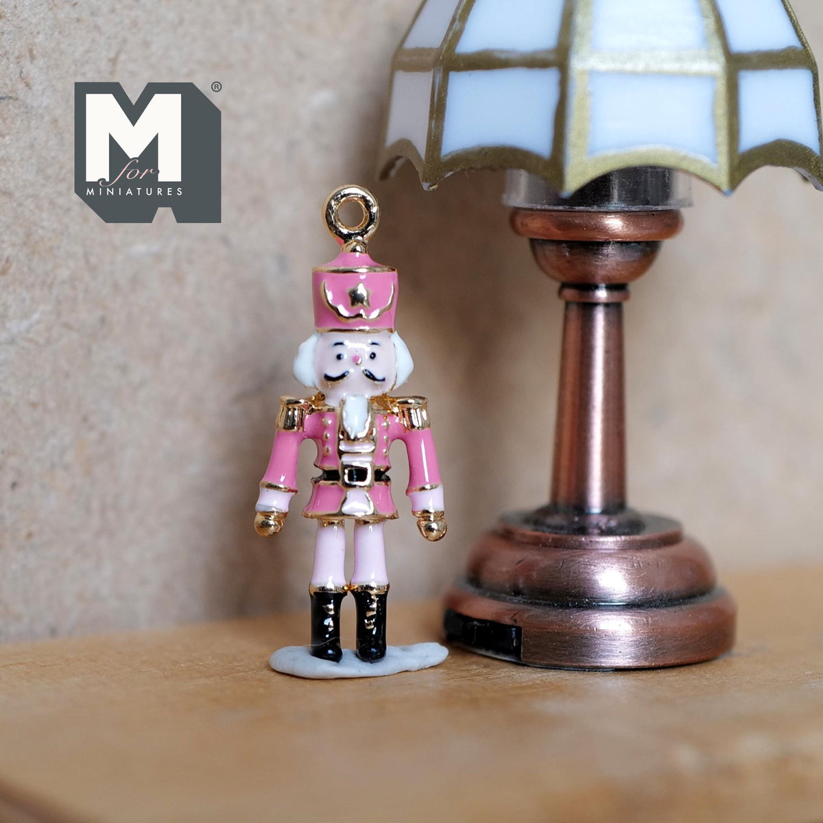 Dollhouse Ornament German Soldier 1:12 Scale Miniature Christmas Tree Decor 1-1/8 inch tall (metal) (pink) - G080