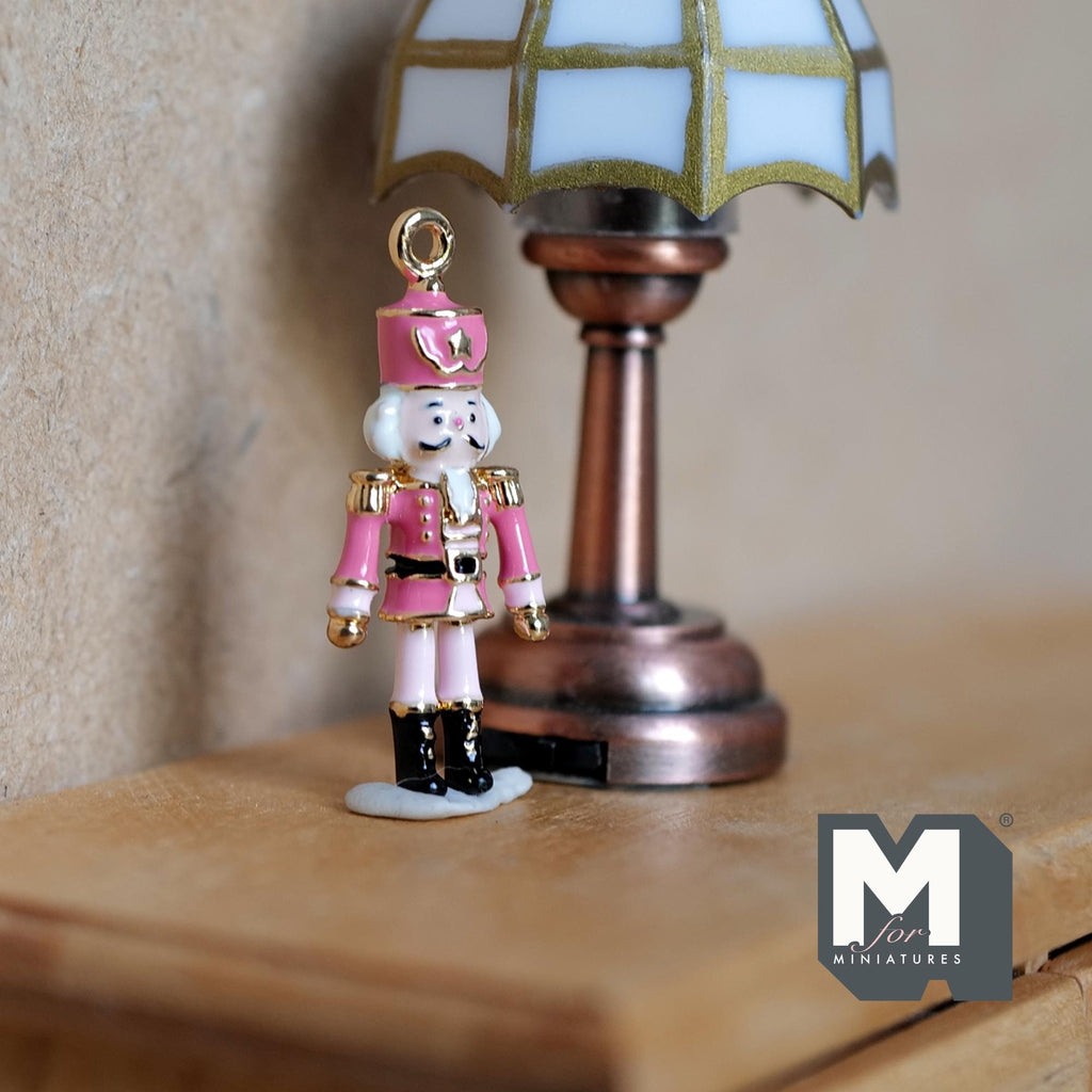 Dollhouse Ornament German Soldier 1:12 Scale Miniature Christmas Tree Decor 1-1/8 inch tall (metal) (pink) - G080