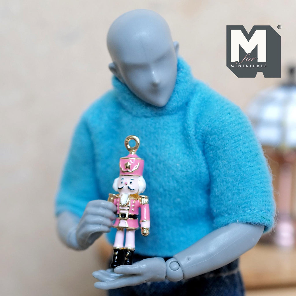 Dollhouse Ornament German Soldier 1:12 Scale Miniature Christmas Tree Decor 1-1/8 inch tall (metal) (pink) - G080
