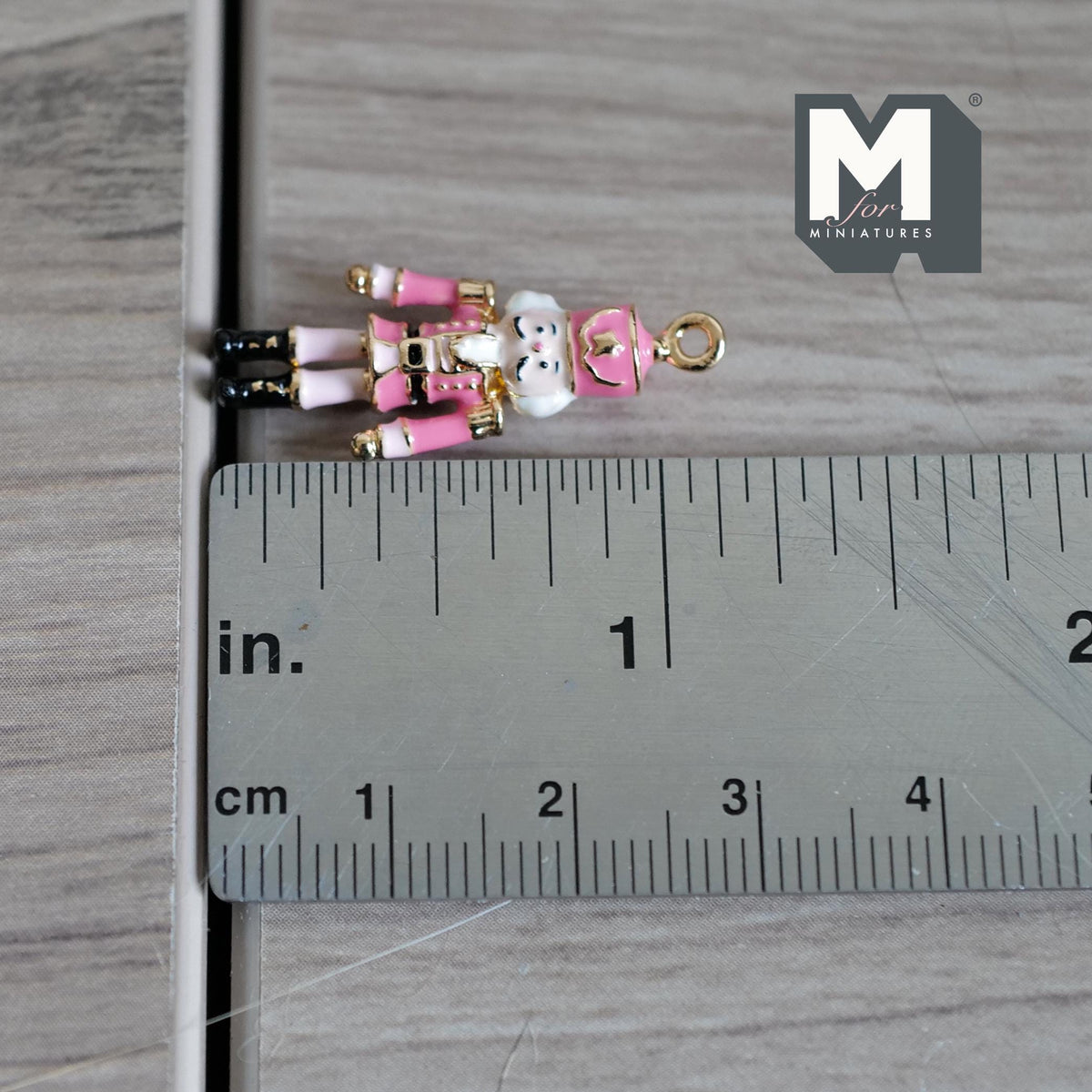 Dollhouse Ornament German Soldier 1:12 Scale Miniature Christmas Tree Decor 1-1/8 inch tall (metal) (pink) - G080