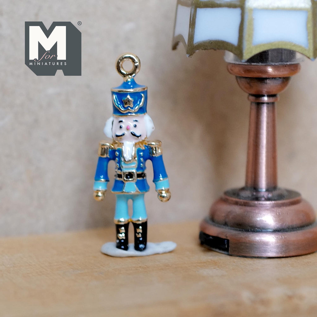 Dollhouse Ornament German Soldier 1:12 Scale Miniature Christmas Tree Decor 1-1/8 inch tall (metal) (blue) G080