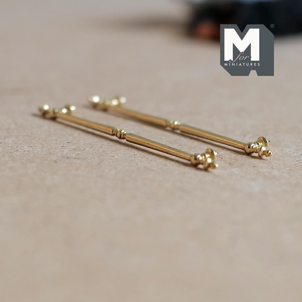 1:12 Scale Miniature Champagne Gold Dollhouse French Door Handles, Set of 2, 1-15/16 inch long (champagne gold)