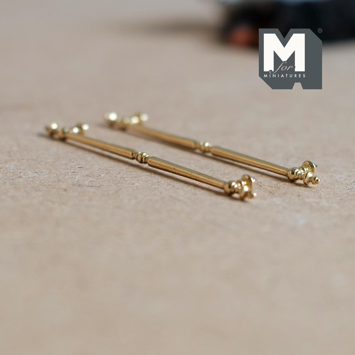 1:12 Scale Miniature Champagne Gold Dollhouse French Door Handles, Set of 2, 1-15/16 inch long (champagne gold)