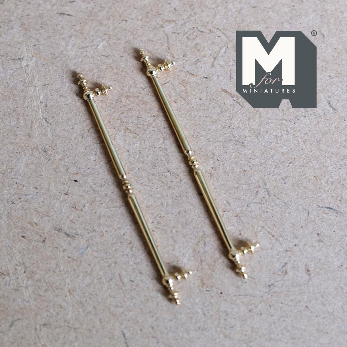 1:12 Scale Miniature Champagne Gold Dollhouse French Door Handles, Set of 2, 1-15/16 inch long (champagne gold)
