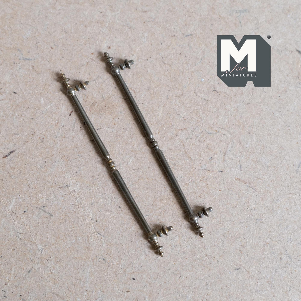 1:12 Scale Miniature Long Door Pulls, French Door Handles Set of 2, Requires Mounting, 1-15/16 inch tall (bronze)