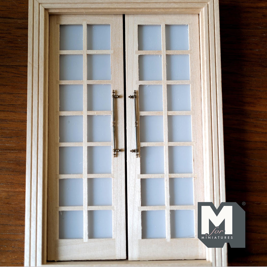 1:12 Scale Miniature Long Door Pulls, French Door Handles Set of 2, Requires Mounting, 1-15/16 inch tall (bronze)