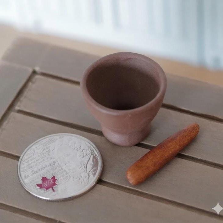 Dollhouse Mortar and Pestle / Miniature Rock Mortar and Pestle / Grinder Bowl and Stone Mortar Bowl - B095