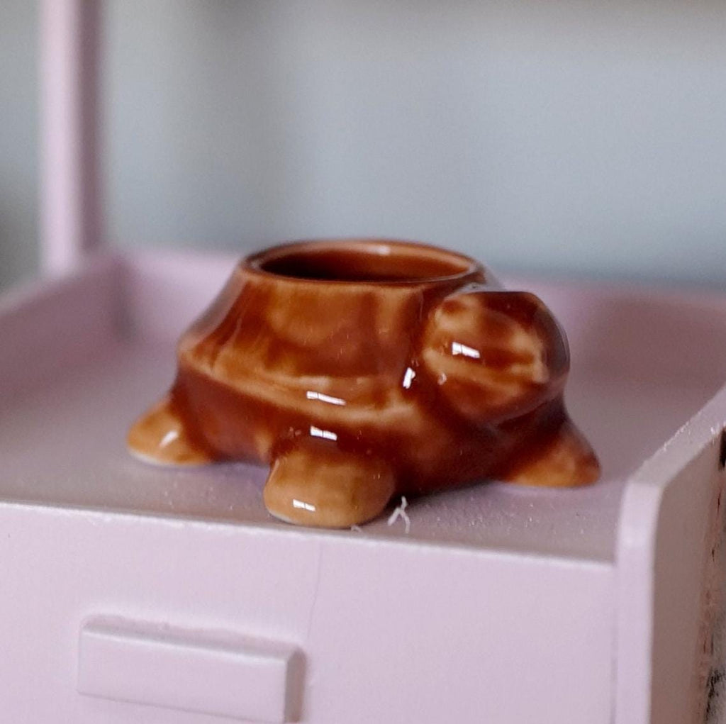 1:12 Miniature Ceramic Turtle Planter Flower Pot 1 Inch Scale Dollhouse Turtle Pot - B080