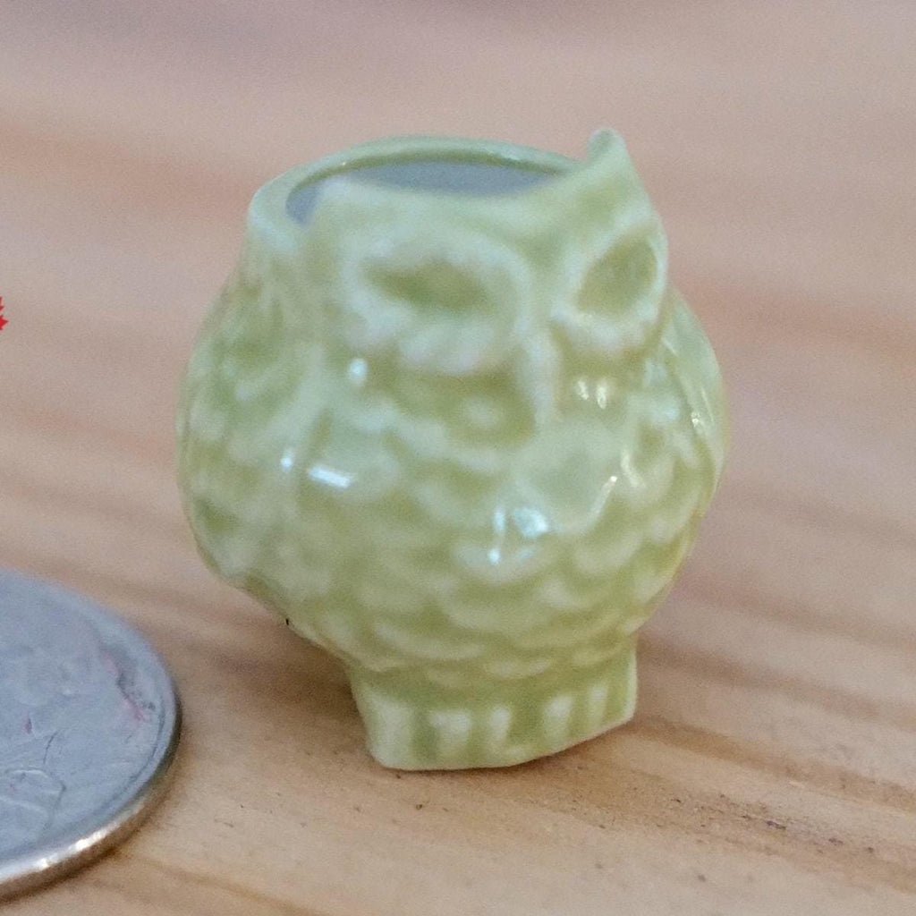 1:12 Dollhouse Miniature Clay Owl Planter 1 Inch Scale Miniature Clay Flower Pot Vase 1 inch tall - B080