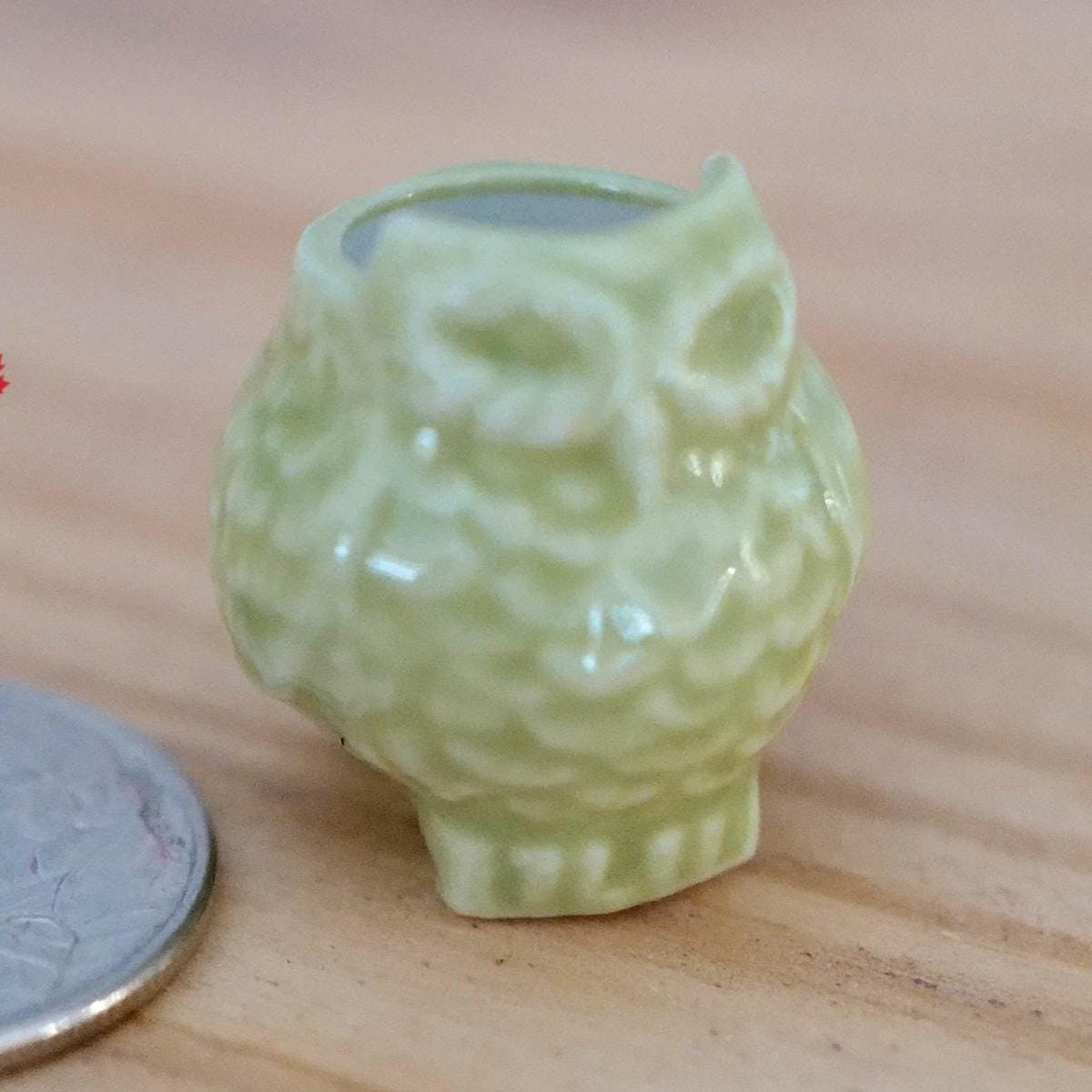 1:12 Dollhouse Miniature Clay Owl Planter 1 Inch Scale Miniature Clay Flower Pot Vase 1 inch tall - B080