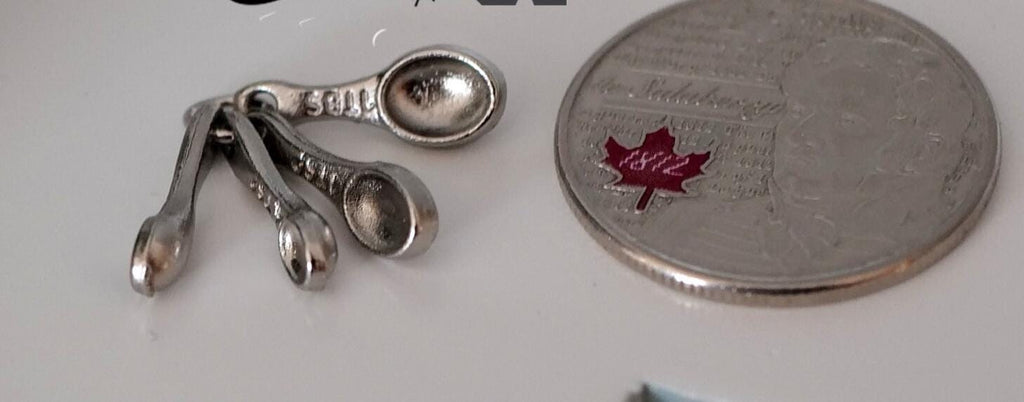 1:12 Scale Dollhouse Miniature Measuring Spoon 4 Piece Set Miniature Utensil Set 9/16 inch long  - H025