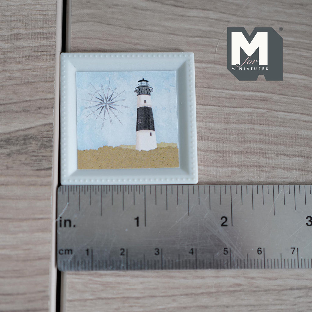 Miniature Wall Art Lighthouse 1:12 Scale Dollhouse Picture Frame 1-9/16 inch tall - F055
