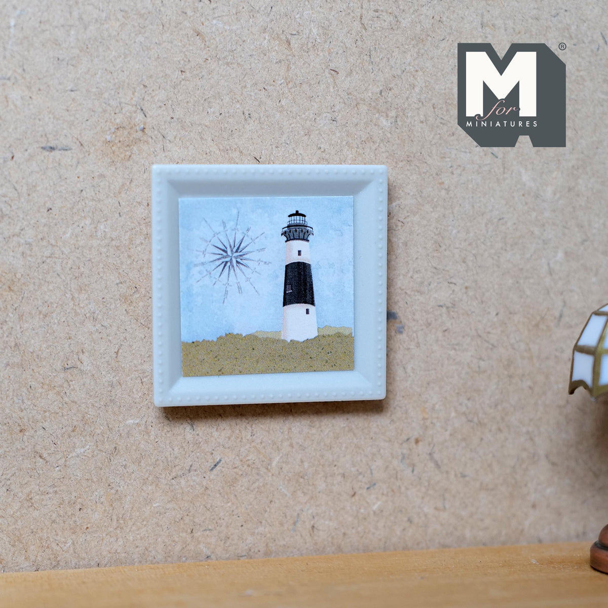 Miniature Wall Art Lighthouse 1:12 Scale Dollhouse Picture Frame 1-9/16 inch tall - F055