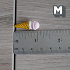Miniature Strawberry Vanilla Ice Cream 1:12 Scale Dollhouse Fake Food Large Size Waffle Cone 1-1/8 inch tall - E046