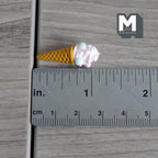 Miniature Strawberry Soft Serve Ice Cream 1:12 Scale Dollhouse Large Size Waffle Cone with Marshmallows Fake Food 1-1/8 inch tall -