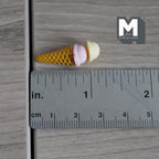 Miniature Lemon Strawberry Ice Cream 1:12 Scale Dollhouse Fake Food Large Size Waffle Cone 1-1/8 inch tall - E046