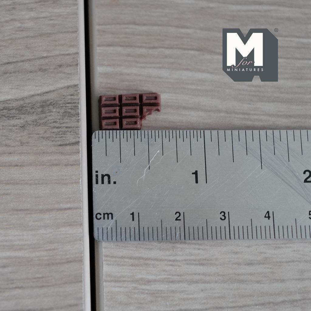 Miniature Bitten Chocolate Bar 1:12 Scale Dollhouse Dessert Candy Fake Food 9/16 inch long - E046