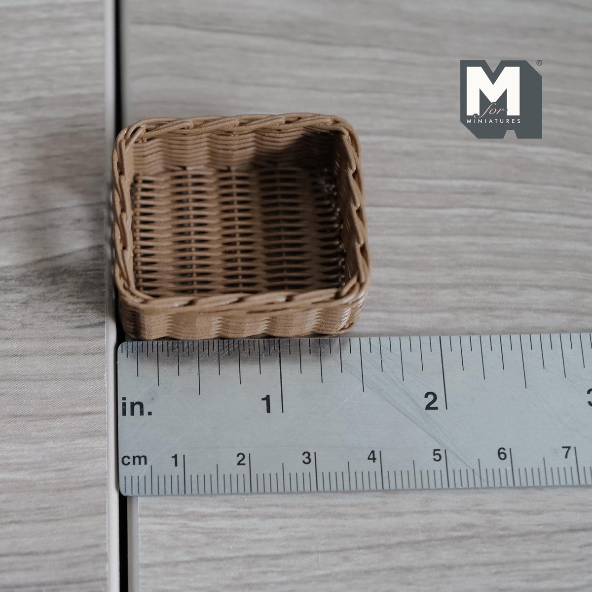 Miniature Faux Wicker Basket 1:12 Scale Dollhouse Rattan Laundry Hamper Storage Bin 1-1/2 inch tall (brown) -