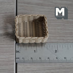 Miniature Faux Wicker Basket 1:12 Scale Dollhouse Rattan Laundry Hamper Storage Bin 1-1/2 inch tall (beige) - C068
