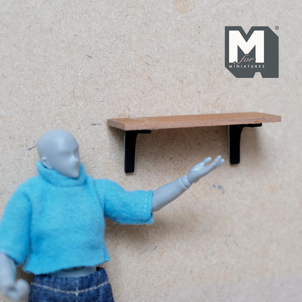 Miniature Floating Shelf 1:12 Scale Dollhouse Wall Mount Shelf Display Shelf 2-11/16 inch long - A055