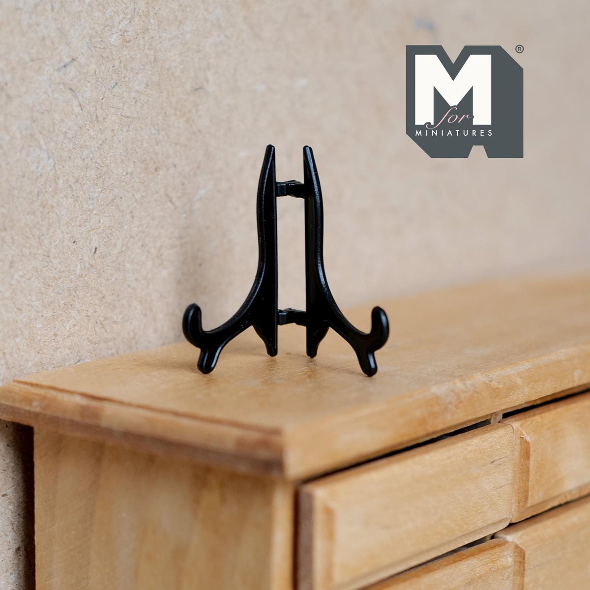 Miniature Picture Holder 1:12 Scale Dollhouse Plate Stand Book Holder 1-1/8 inch tall (black) - C025