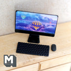 Miniature Computer Monitor Set of 3 , 1:12 Scale Keyboard and Mouse (non-working) - C090