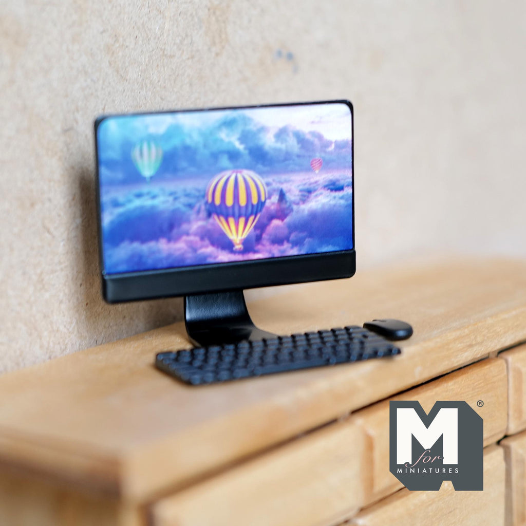 Miniature Computer Monitor Set of 3 , 1:12 Scale Keyboard and Mouse (non-working) - C090