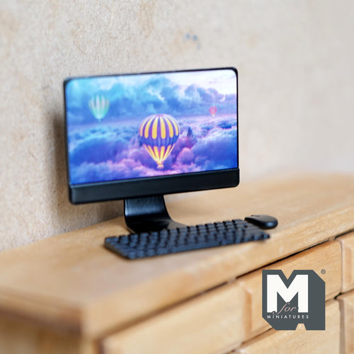 Miniature Computer Monitor Set of 3 , 1:12 Scale Keyboard and Mouse (non-working) - C090