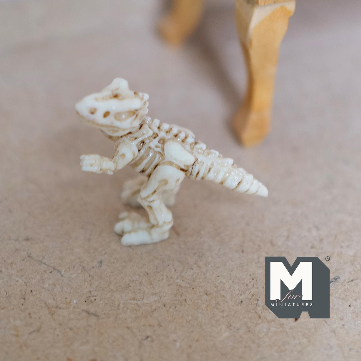 1:12 Scale Upright Miniature T-Rex Skeleton | Dollhouse Dinosaur Toy | Museum Diorama Fossil Accessory 1-1/8 inch tall - B021