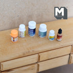 Assorted Miniature Empty Bottles and Lids Set of 6 , 1:12 Scale Dollhouse Decor - E058