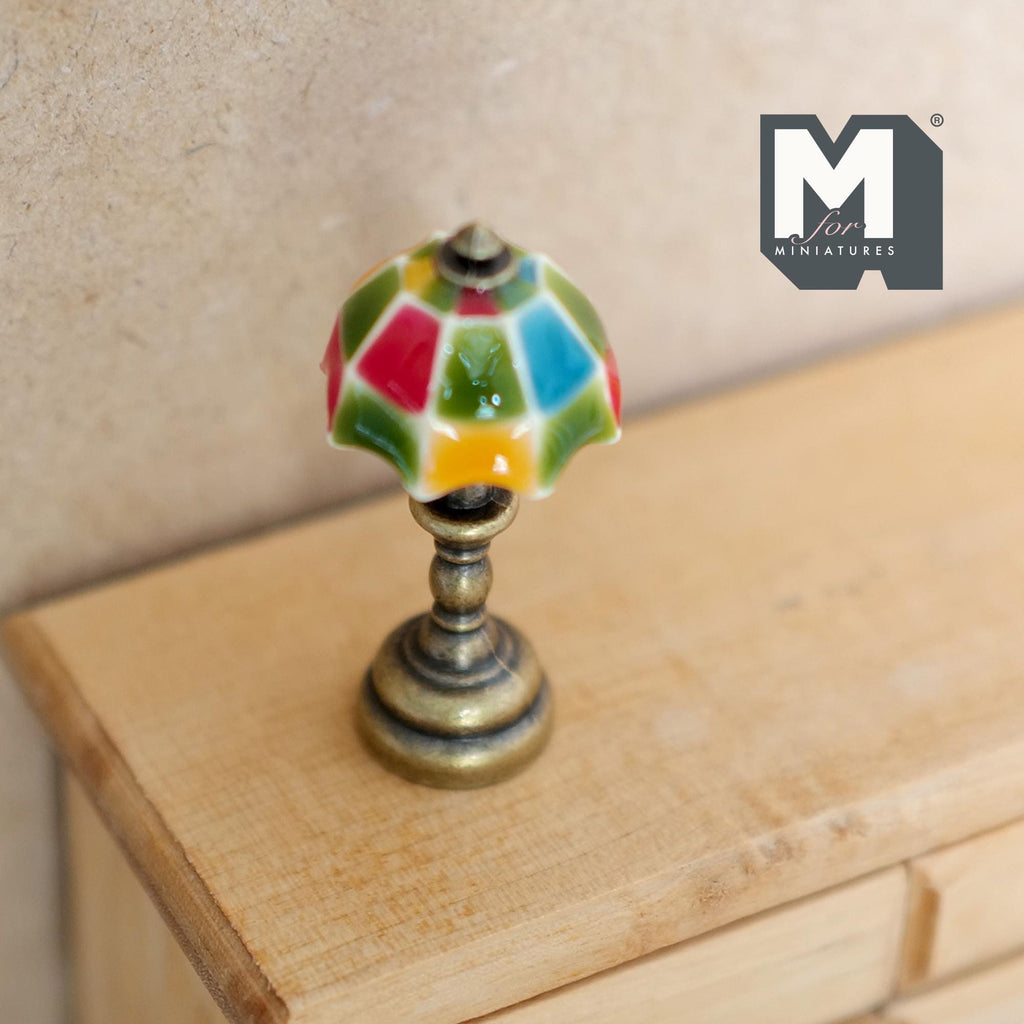 Miniature Table Lamp 1:12 Scale Dollhouse Metal Base Coffee Lamp 1-11/16 inch tall (non-electric) - C085